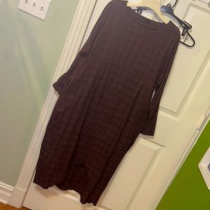 ZANZEA Women Long Sleeve Round Neck Plaid Check Midi Dress size L